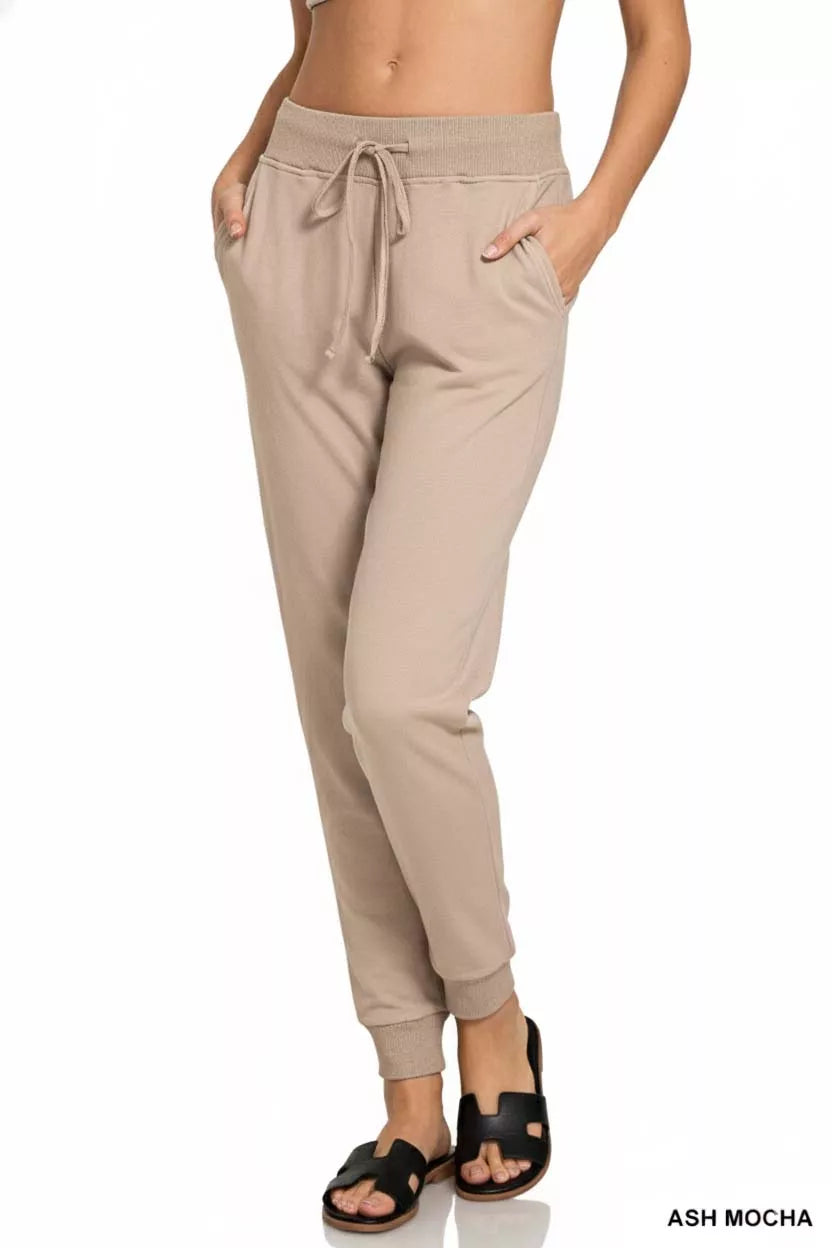 Drawstring Cotton Joggers with Pockets