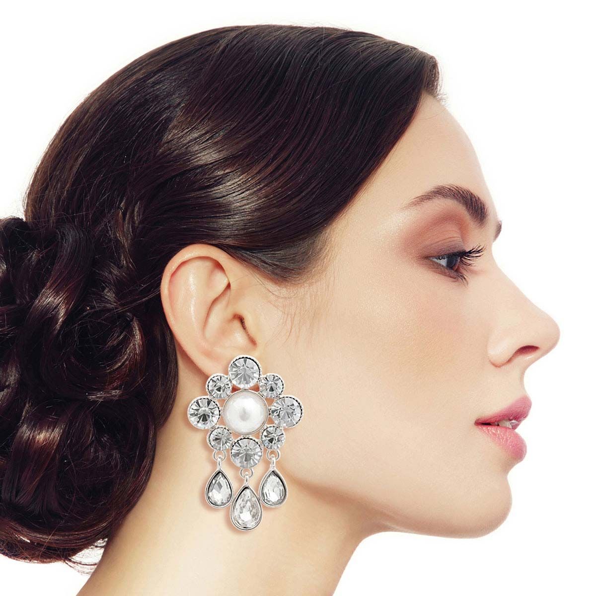 Flower Stud Earrings Silver Antique Stylish Chic Jewelry Accessory