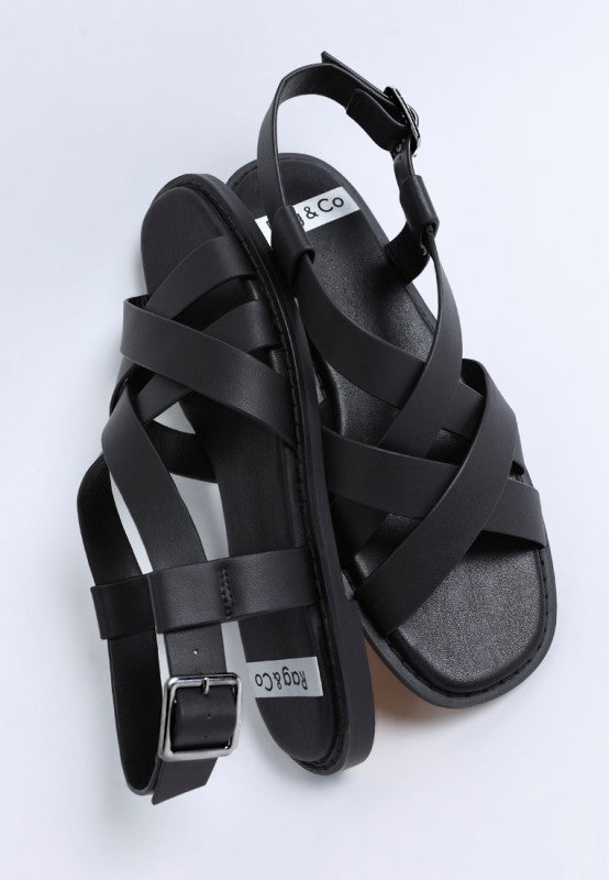 Kapaka Real Leather Flat Gladiator Sandals
