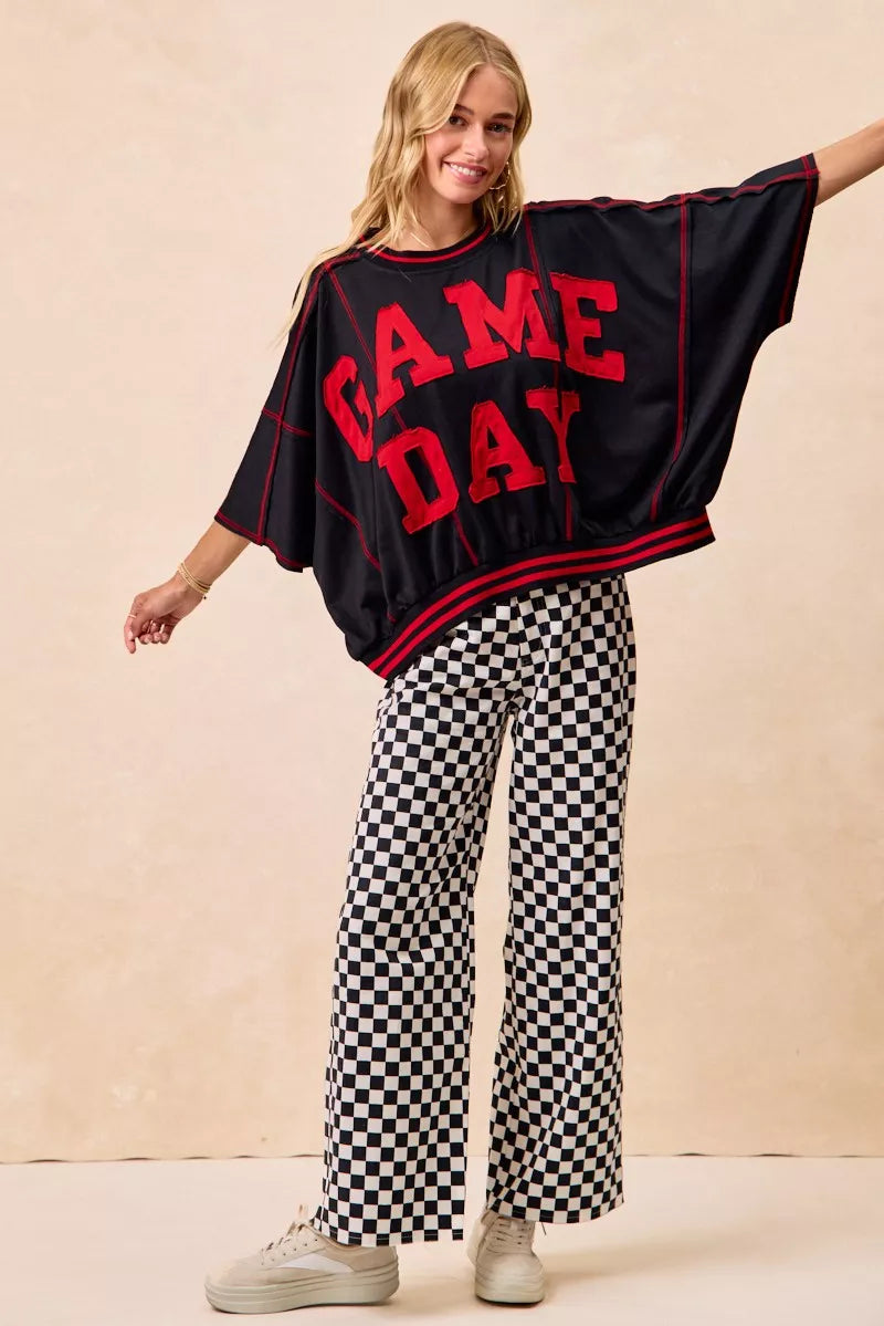 Gameday Theme Checkered Printed Pants