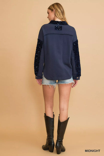 Sequined French Terry Jacket
