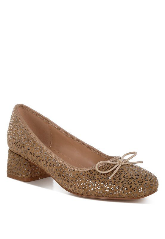 Ningen Leopard Print Block Heel Ballerinas - Loving It Shop