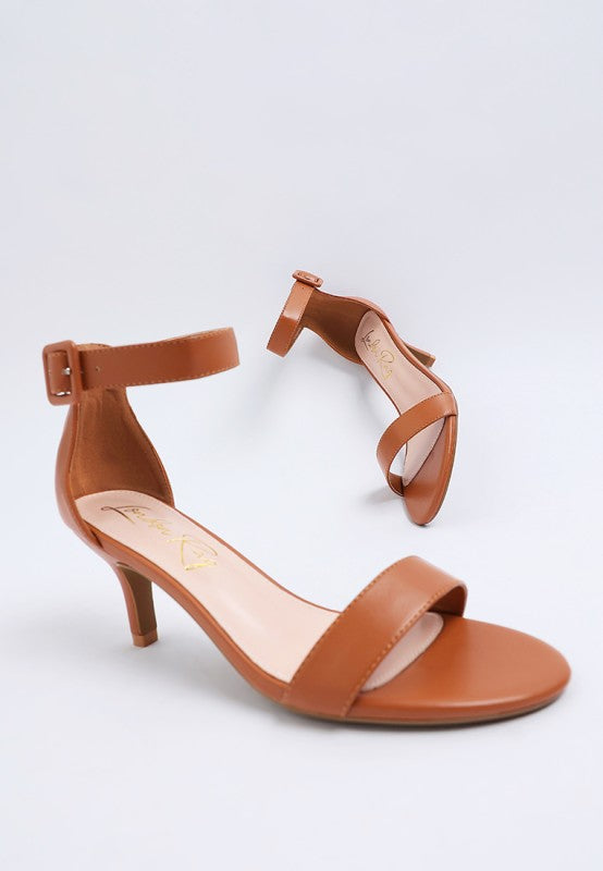 Feruda Faux Leather Kitten Heel Sandals