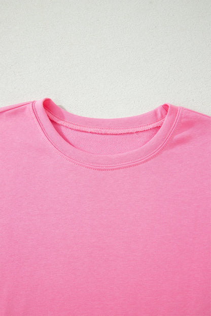 Sachet Pink Solid Cover Oversize Tee Pocketed Casual Pants 2pcs Outfit