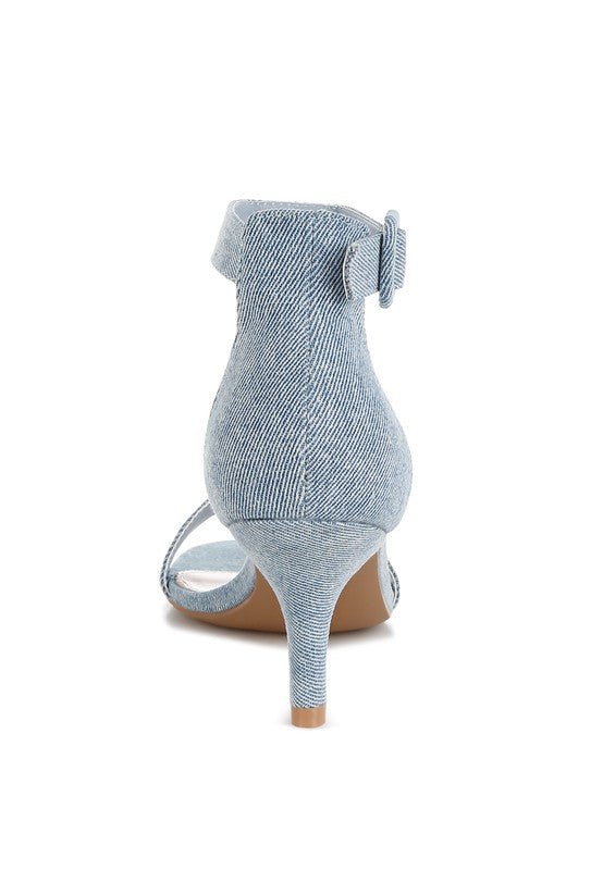 Ozula Denim Kitten Heel Sandals - Loving It Shop