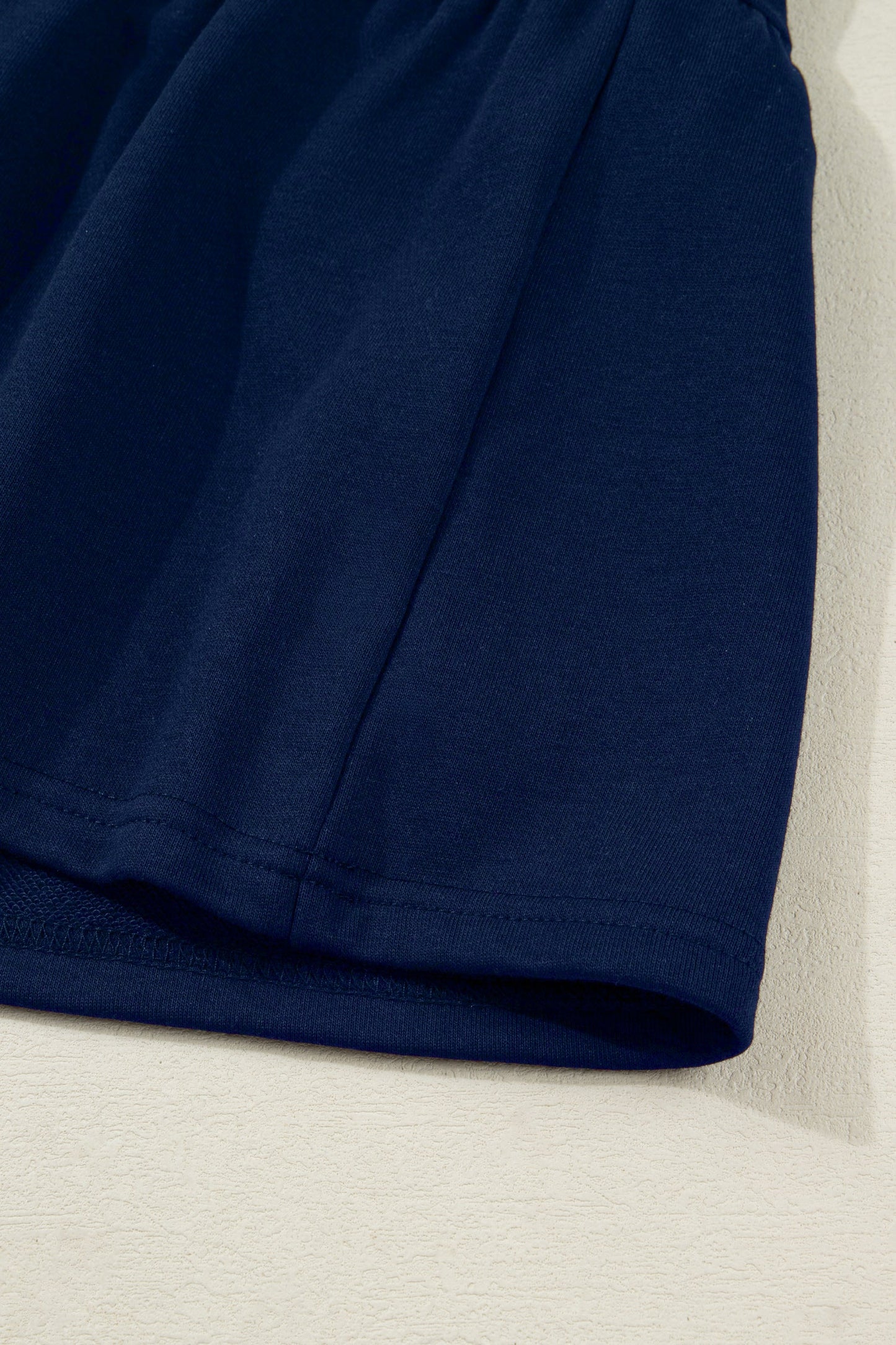 Navy Blue Contrast Striped Cuffs Polo Collar Patchwork Long Sleeve Ruffle Hem Mini Dress