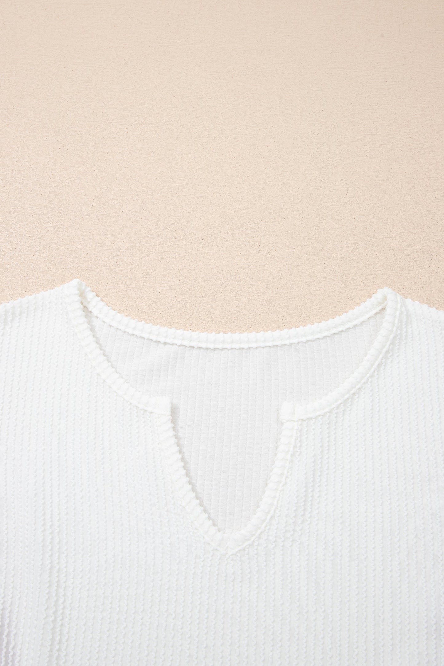 White Spiral Ribbed Raw Seam Color Block Patchwork Long Sleeve Top