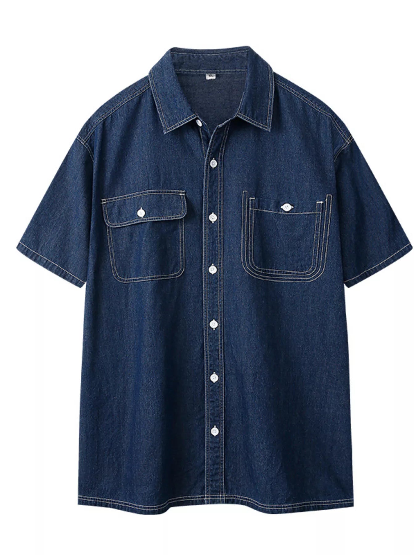 Men's Plus Size Casual Short Sleeve Denim Shirt