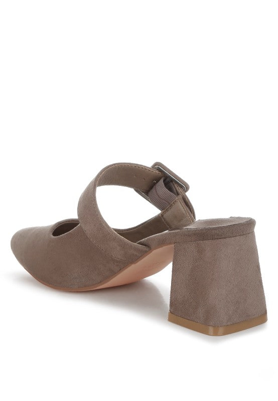 Amapola Buckle Strap Detail Microfiber Mules