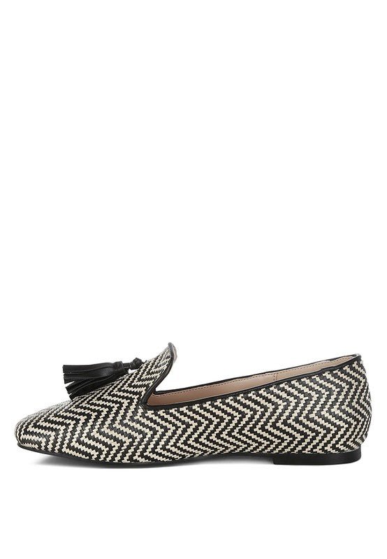 Dara Raffia Tassels Detail Loafers - Loving It Shop