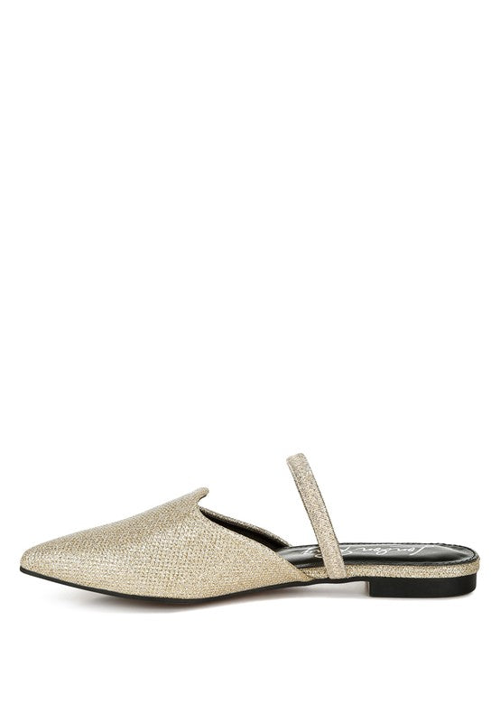 Twiggy Glitter Faux Leather Flat Mules