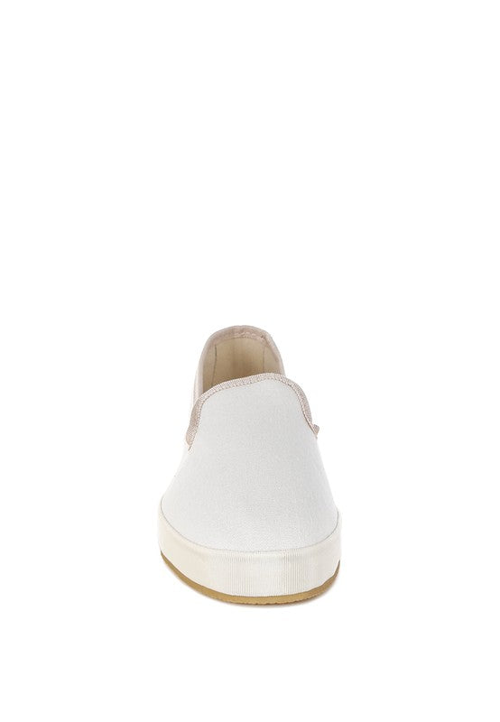 Moshka Round Toe Canvas Slip-On Loafers