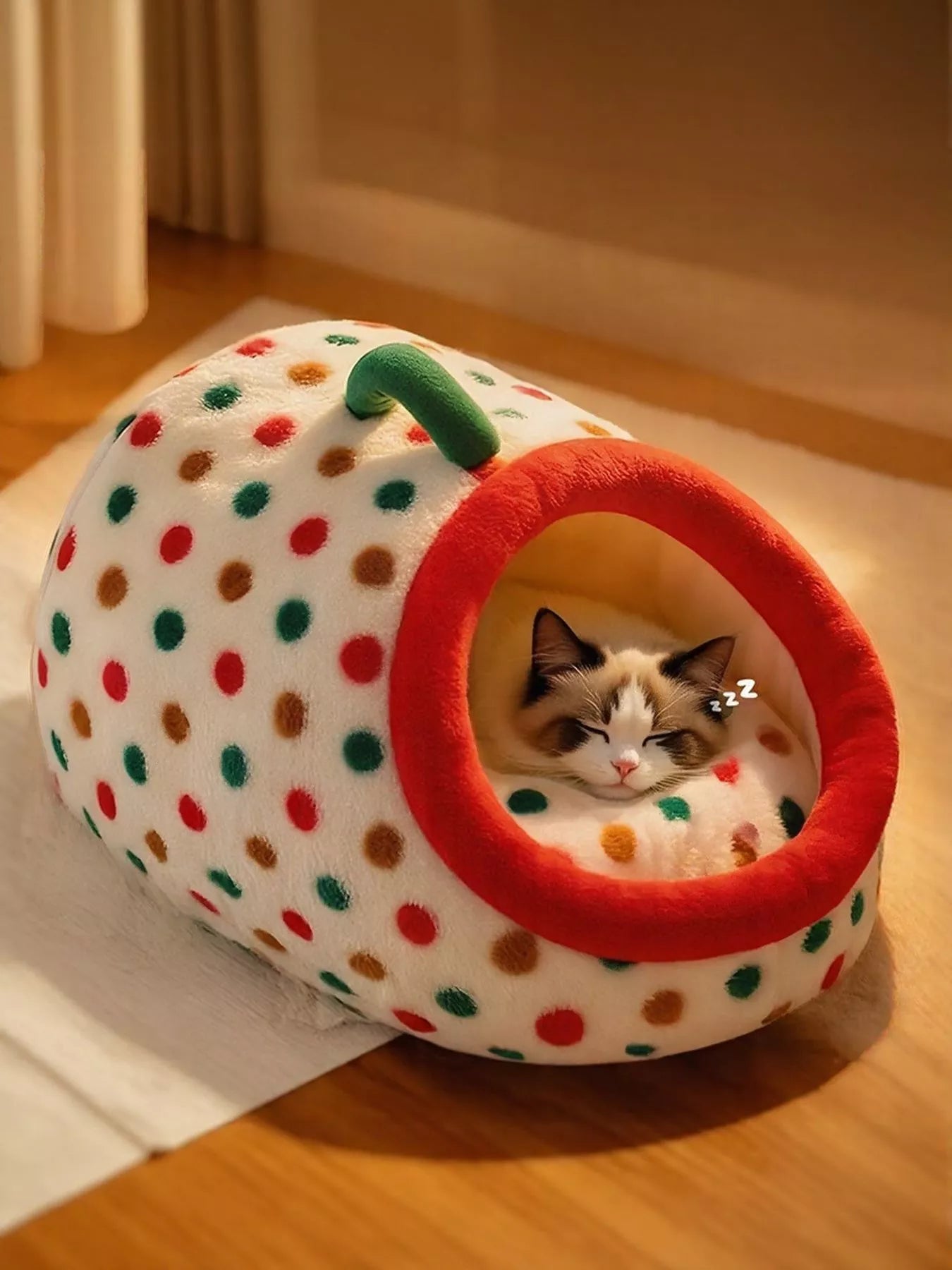Cozy Polka Dot Pet Nest with Handle - Loving It Shop