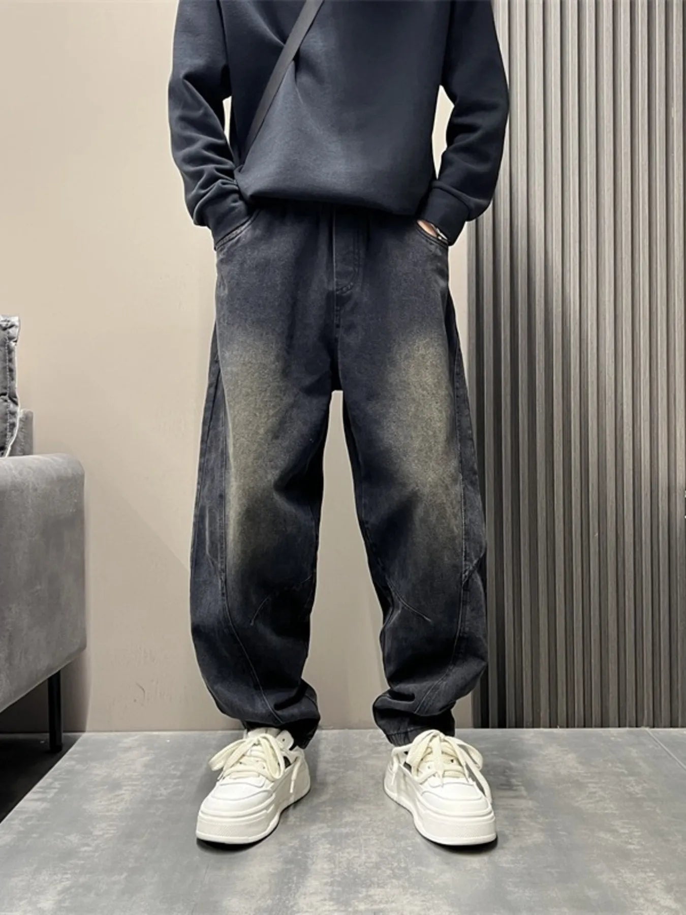 Men's Full Size Wash Loose Fit Jeans Plus Size