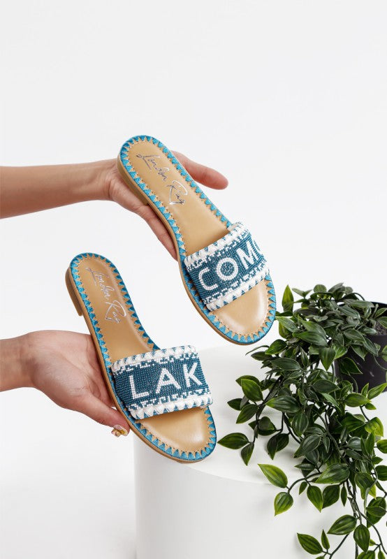 Hot Hub Beaded Lake Como Flat Slip Ons