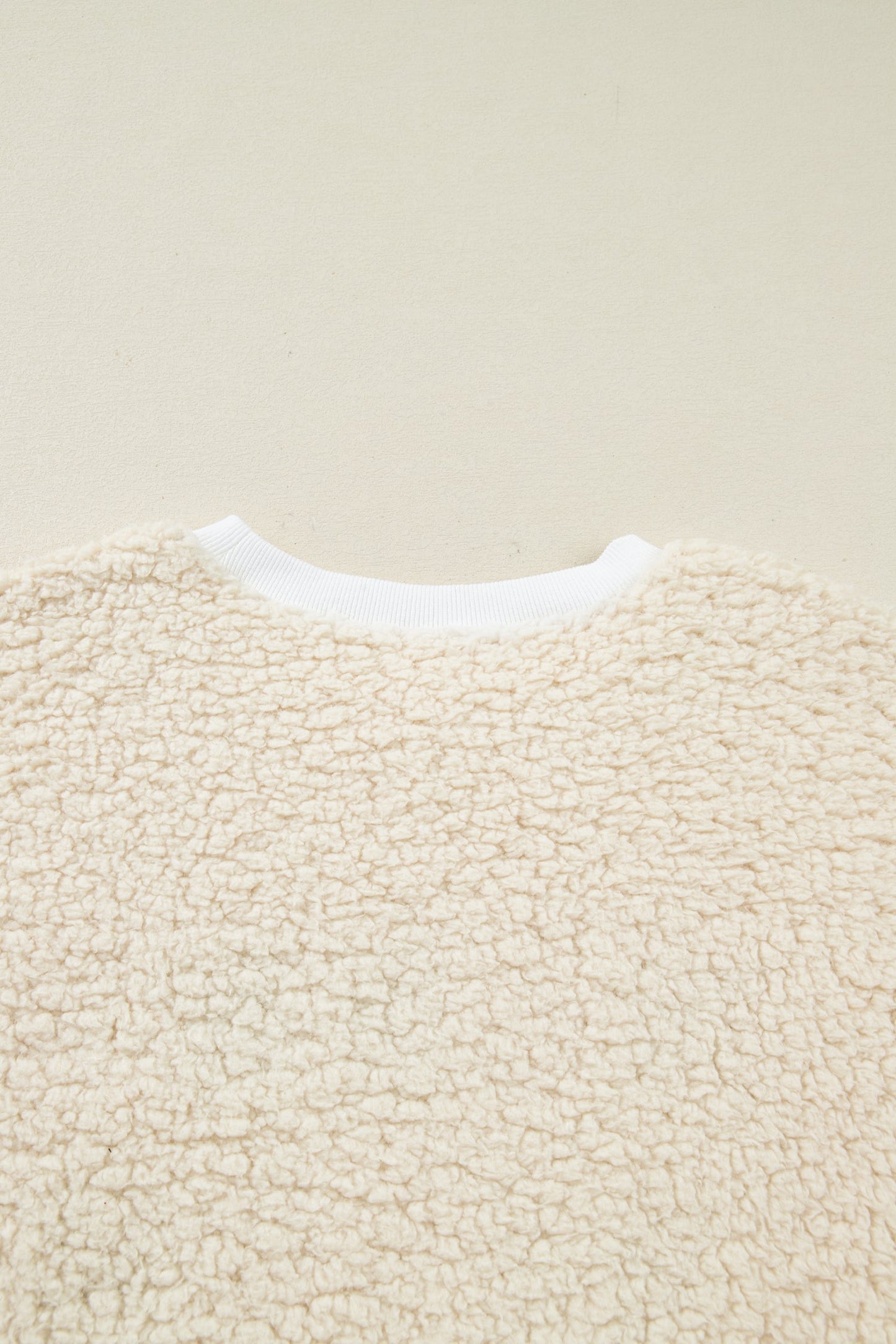 White MERRY CHRISTMAS Multicolor Embroidered Sherpa Pullover Sweatshirt