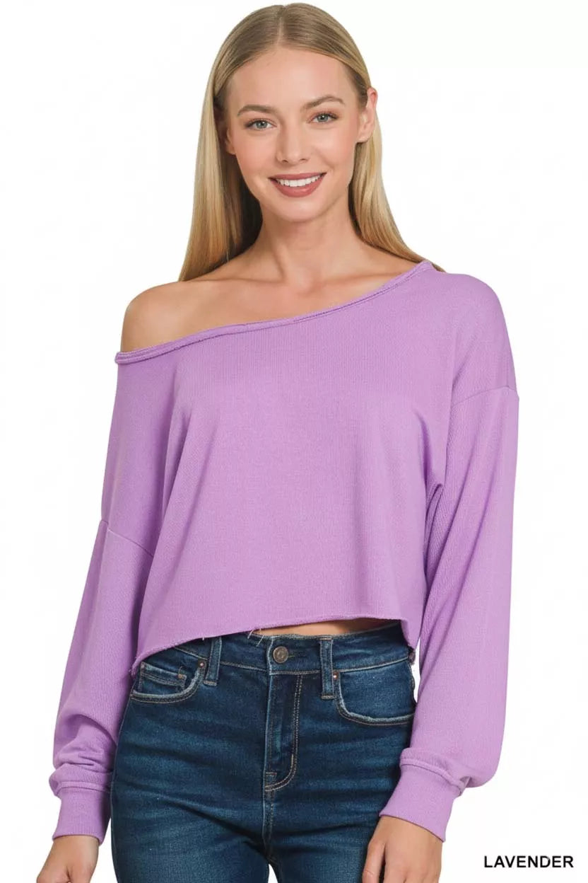French Terry Boatneck Crop Top