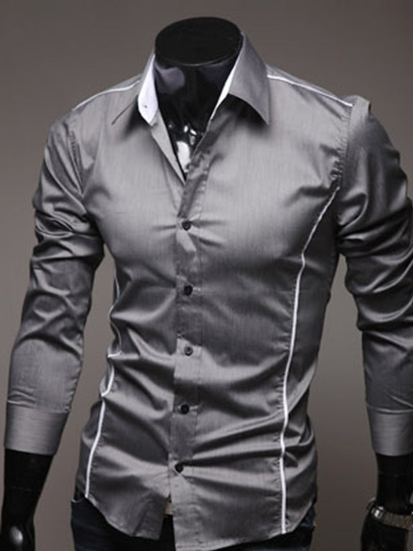 Men's Plus Size Slim Fit Long Sleeve Shirt