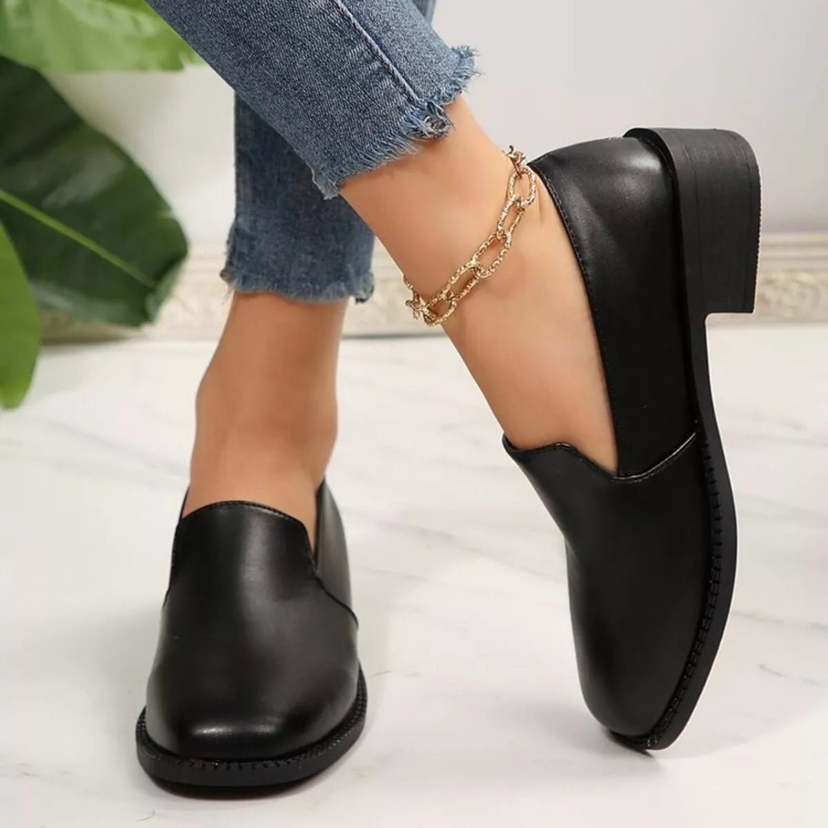 Round Toe Block Heels Loafers - Loving It Shop