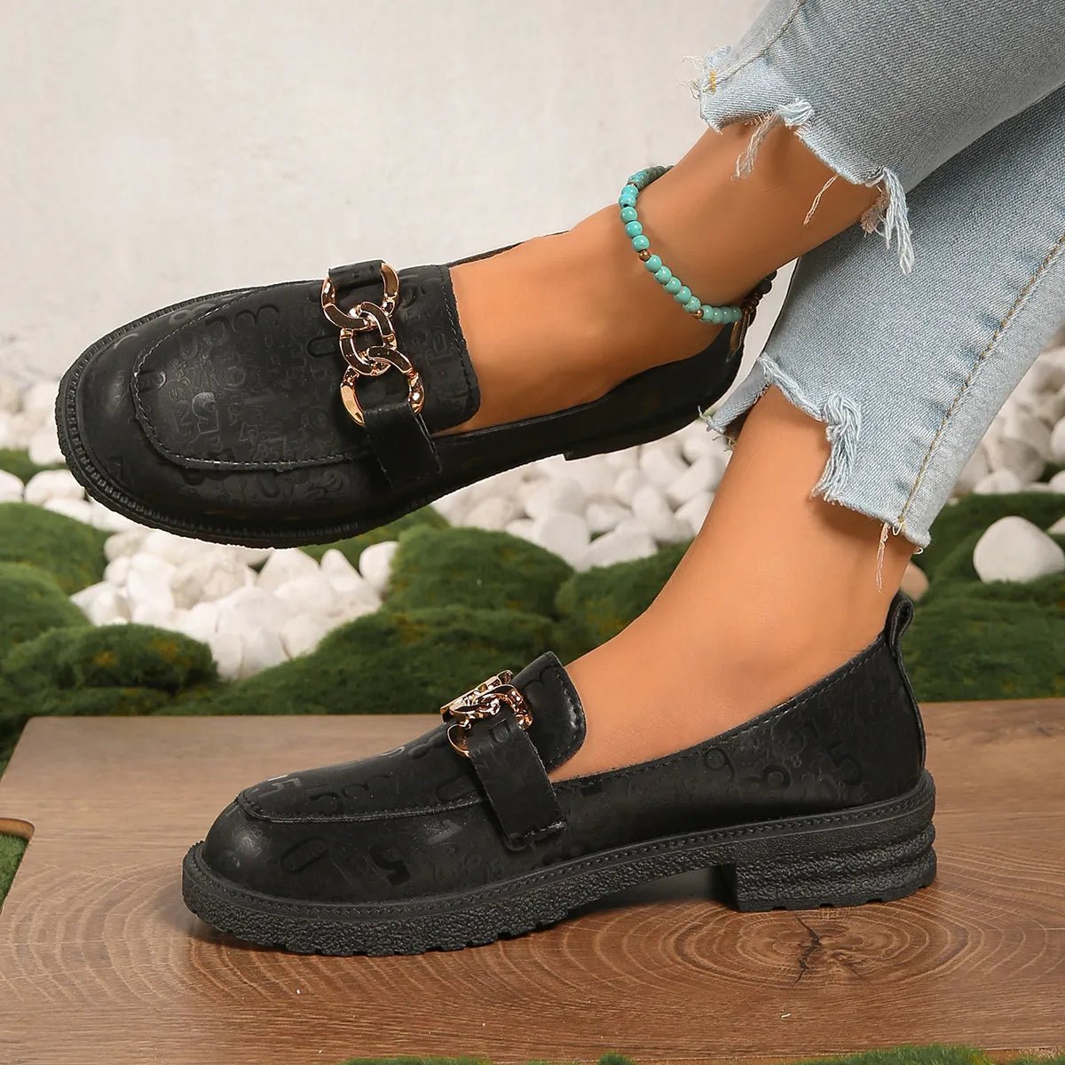 Round Toe Block Heels Loafers - Loving It Shop