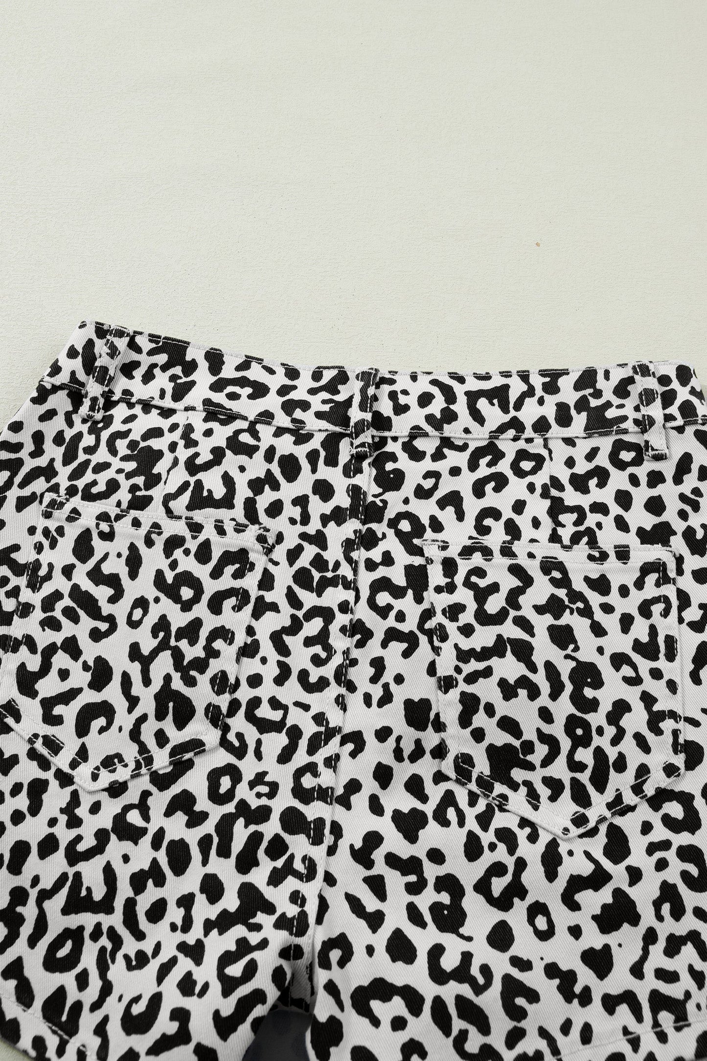 Brown Leopard Print Button Overlap Denim Shorts