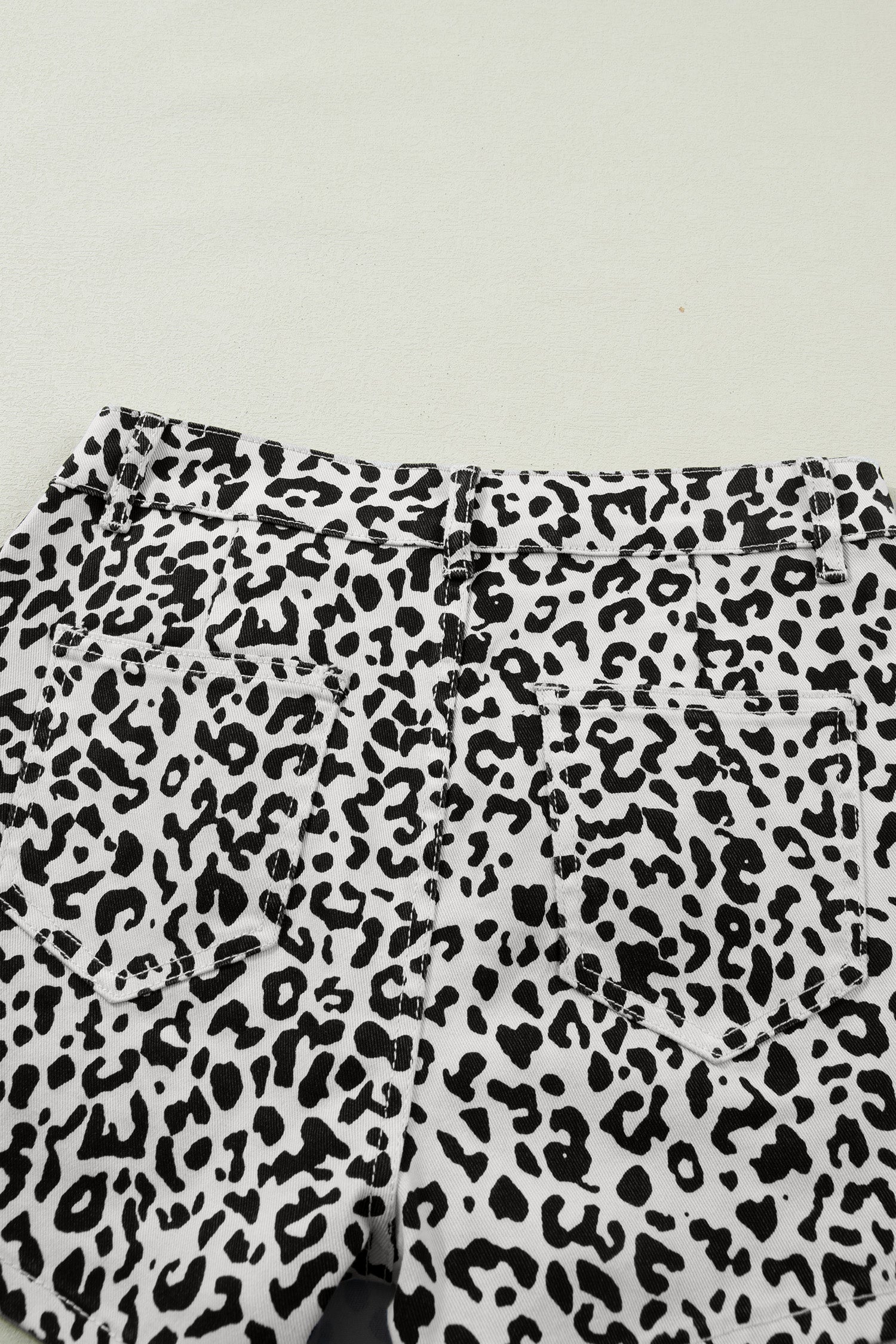 Brown Leopard Print Button Overlap Denim Shorts