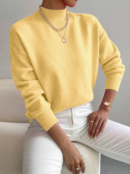 Autumn And Winter Half-high Collar Pullover Women&