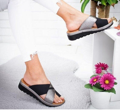 Solid Color Set Toe Beach Slippers Women&