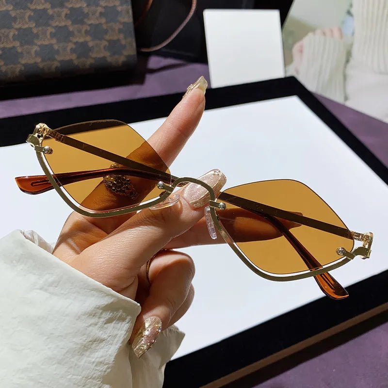 Cat Eye Sunglasses with Gold Metal Frame - Loving It Shop
