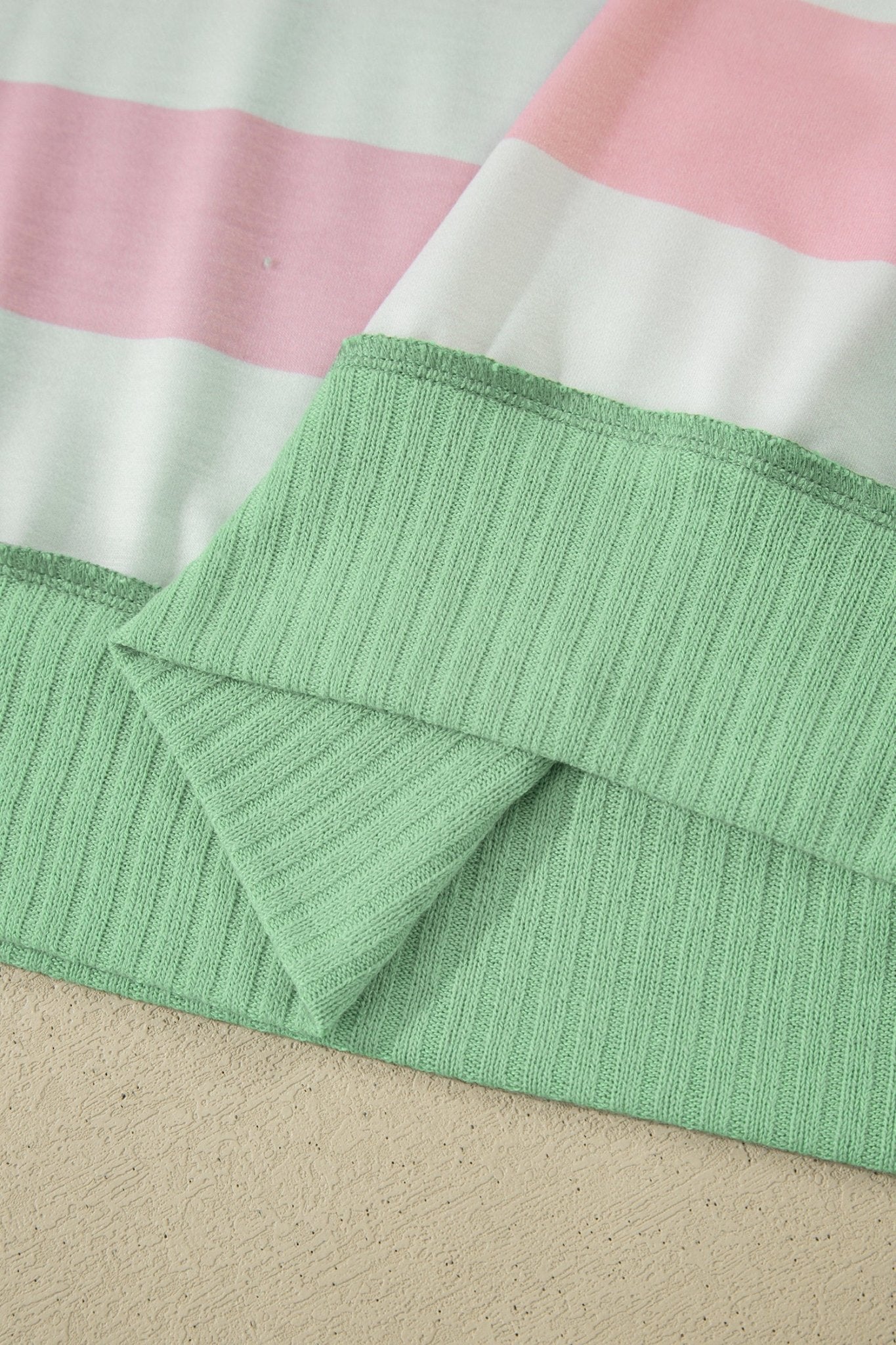 Pink Stripe Exposed Seam Ribbed Patchwork Oversized Tee - Loving It Shop