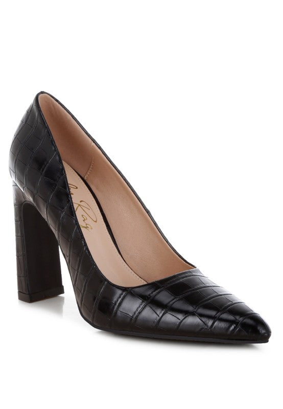 Scheba Sleek Block Heel Pumps