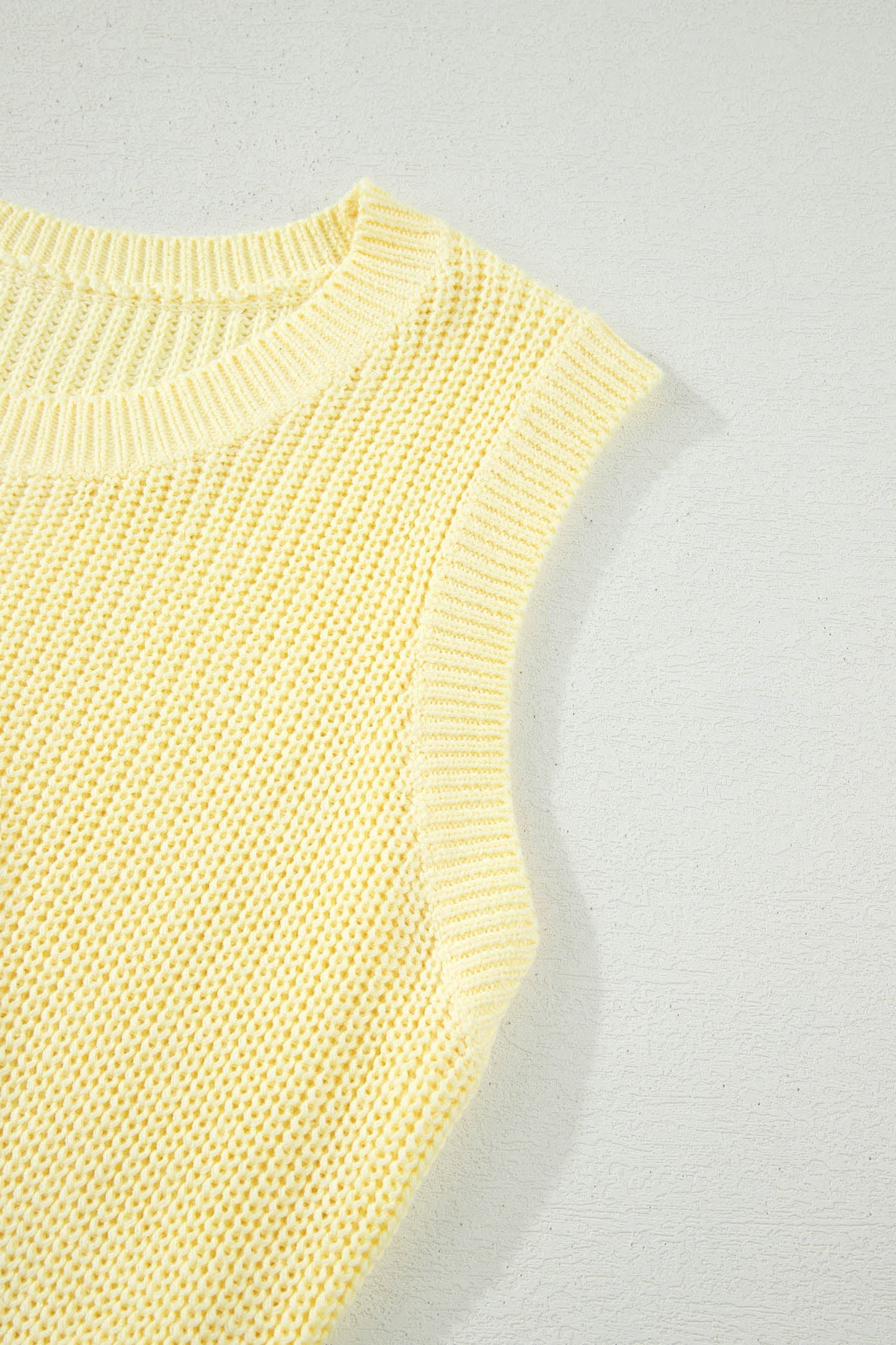 Yellow Cream Solid Color Cropped Knit Knot Back Cutout Sweater Tank - Loving It Shop