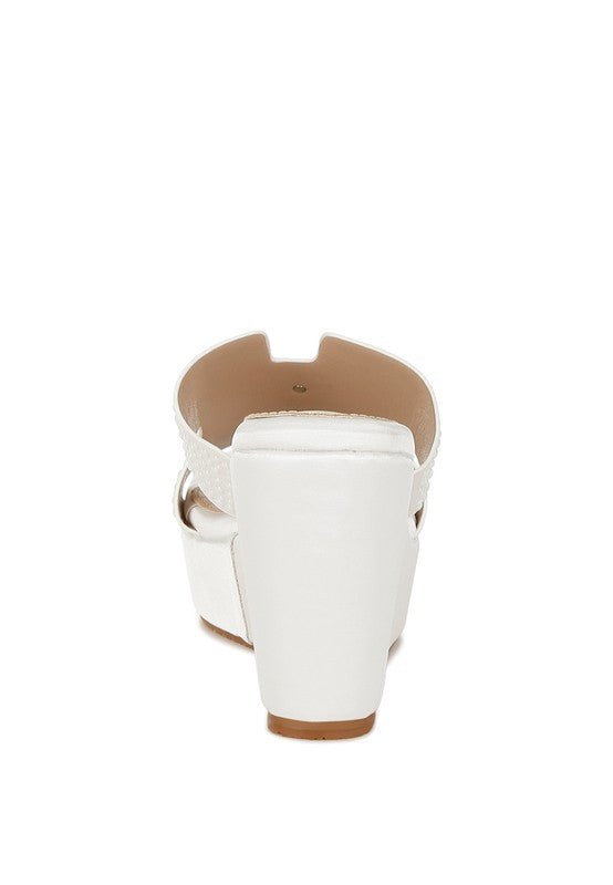 Renier Satin Pearl Detail Wedge Sandals - Loving It Shop