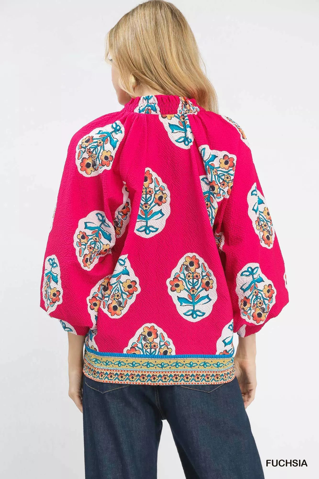 Boho Floral Print Tunic Blouse