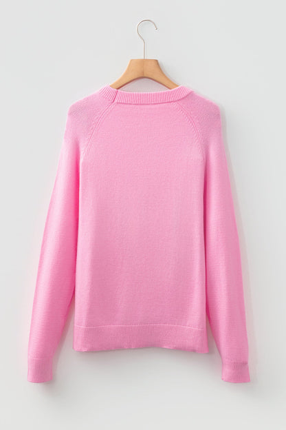 Bonbon MERRY Letter Pattern Christmas Raglan Sleeve Sweater
