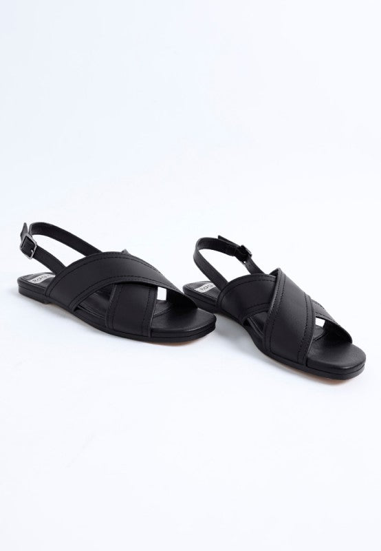 Jamon Classic Cross-Strap Buckled Flats
