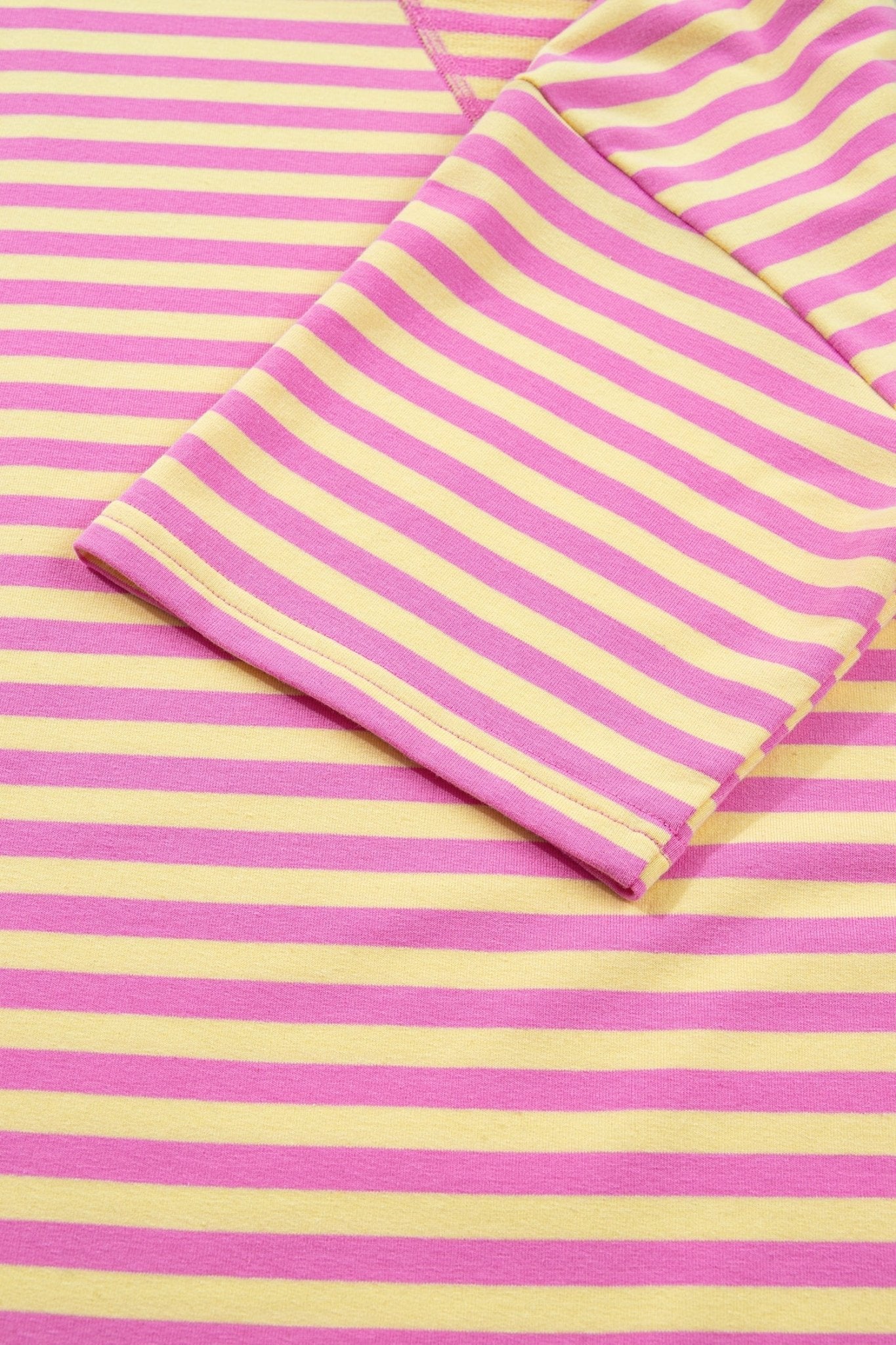 Rose Stripe Drop Shoulder Boxy Casual Terry Short Set - Loving It Shop