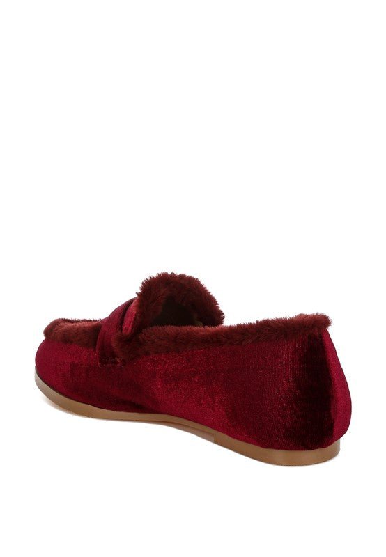 Bastian Fur Detail Velvet Loafers - Loving It Shop
