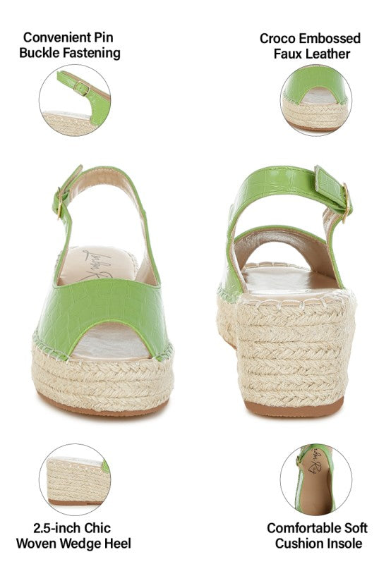 Yarael Croco Peep Toe Wedges