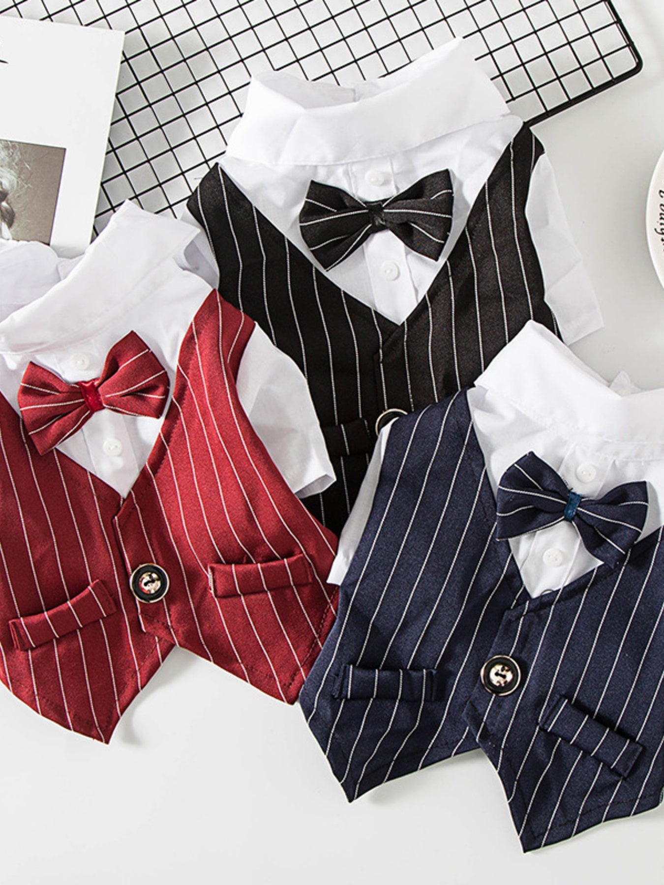 Striped Bow Tie Pet Blazer - Loving It Shop