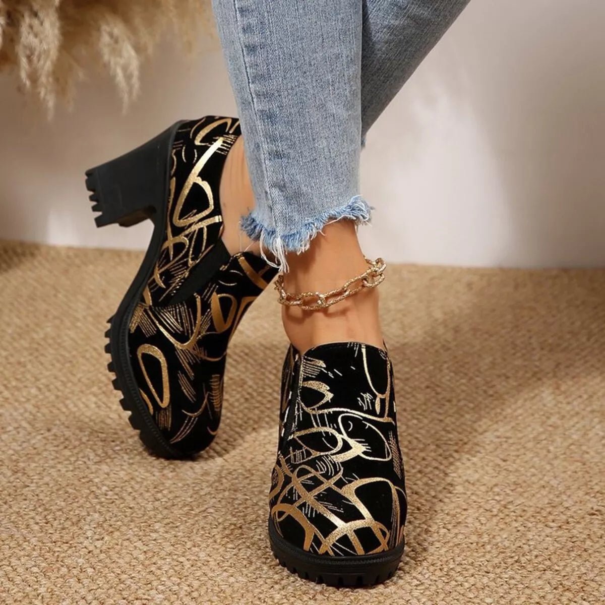 Round Toe Block Heels Pumps - Loving It Shop