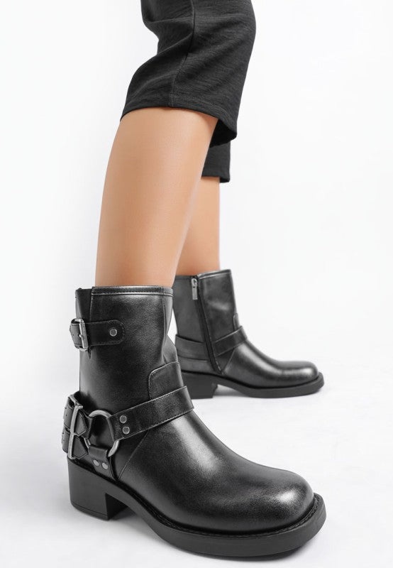 Caribou Harness Detail Biker Boots