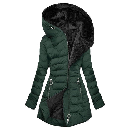 Hooded long-sleeved warm and velvet cotton jacket