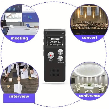 8GB Digital Voice Recorder &amp; MP3 Player – Portable Audio for Meetings &amp; Lectures