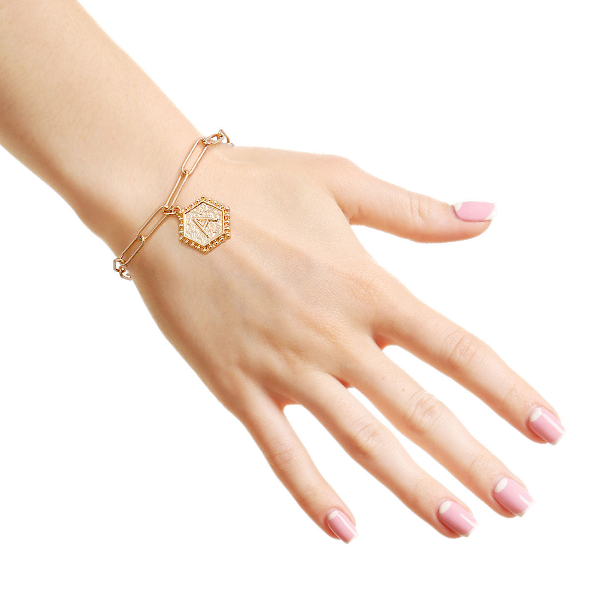 Charm Bracelet with Hexagon Initial Pendant Stylish Jewelry Accessory