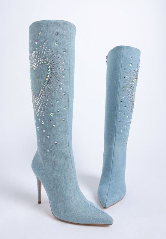Coastra Rhinestone Embellished Stiletto Boots