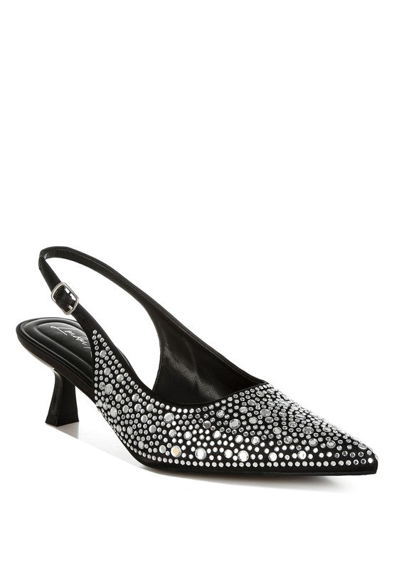 Vernaos Pointed Toe Rhinestone Slingbacks - Loving It Shop