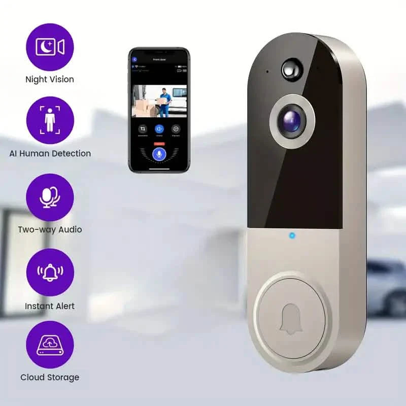 1080P HD Smart Doorbell Camera with AI Detection &amp; Night Vision