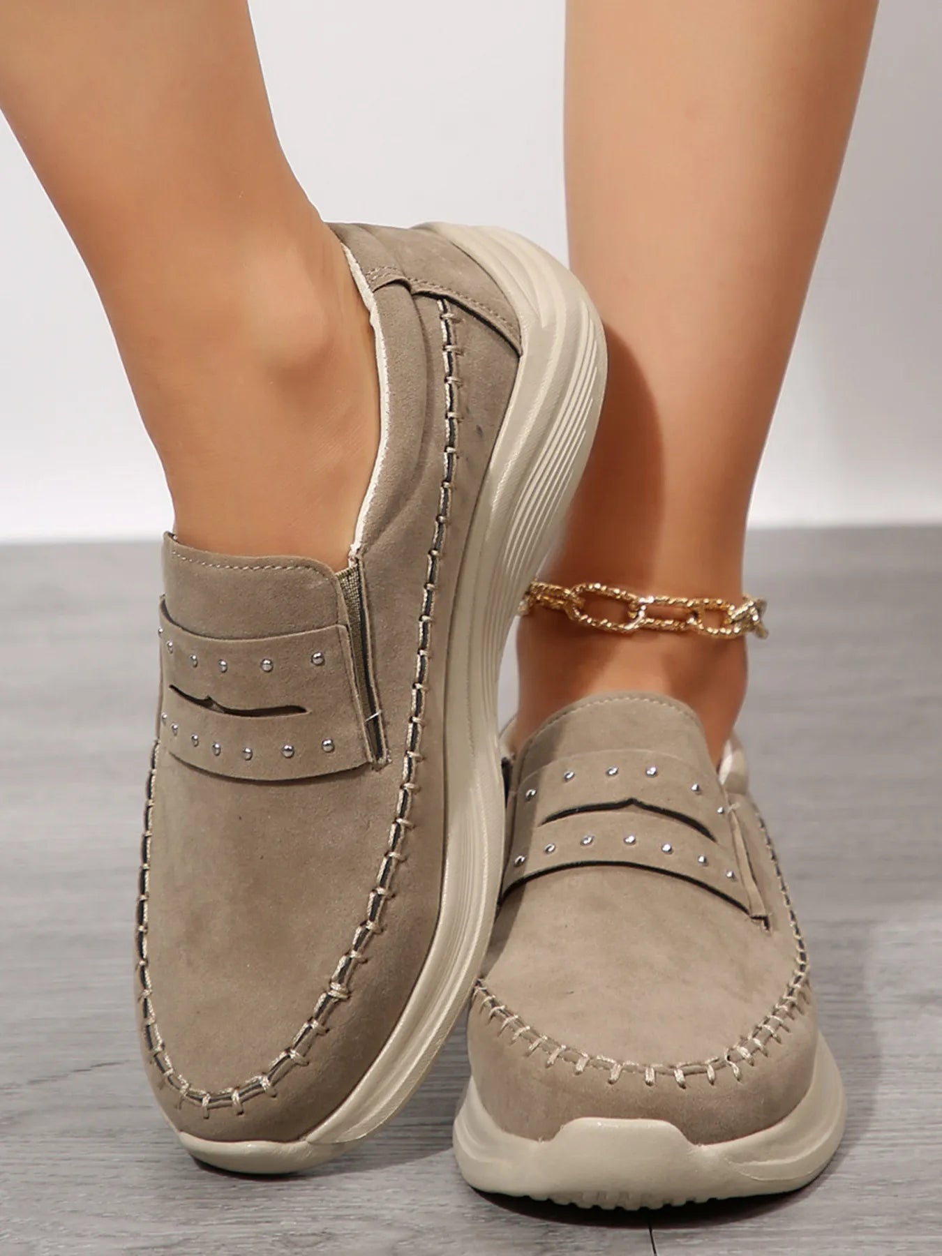 Studded Round Toe Platform Slip - Ons - Loving It Shop