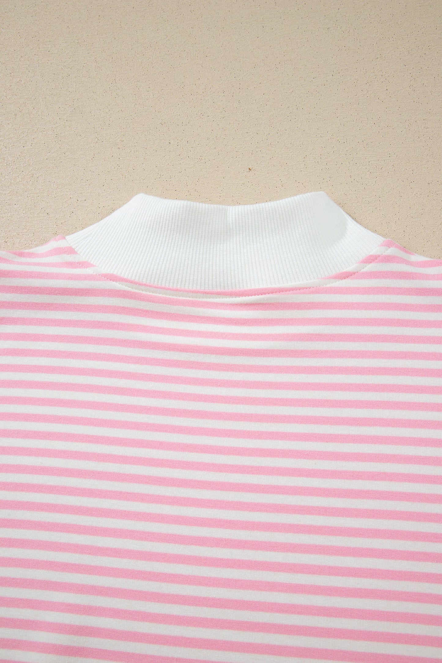 Pink Stripe Oversize Mock Neck Sweatshirt and Shorts Set